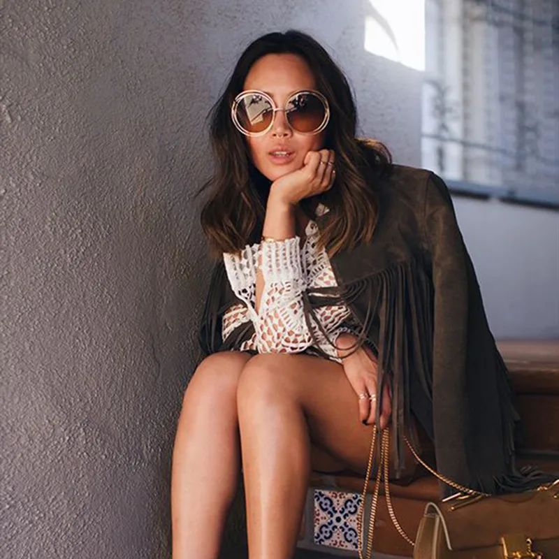 Круглые Солнцезащитные очки большого размера с линзами винтажные женские