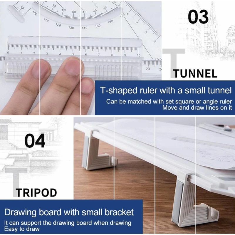 

C7AC A3 Multi-function Drawing Board Tools Drawing Board Adjustable Parallel With Clear Rule Graphics Angle Measurement