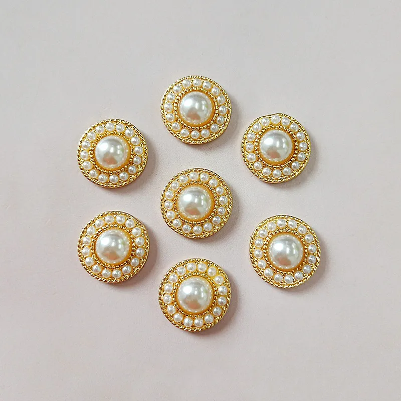 

10 Pcs/lot Alloy Creative Silver Pearls Round Rhinestone Buttons Ornaments Earrings Choker Hair DIY Jewelry Accessories Handmade