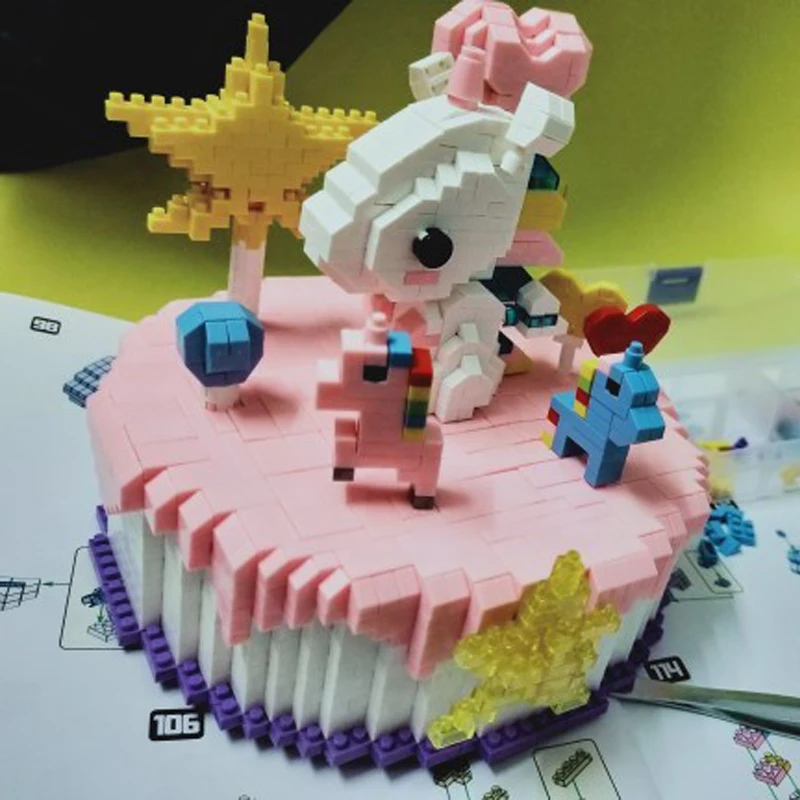 Hsanhe 8624 лошадь свадьба торт Сердце Звезда 3D модель 1910 шт. DIY Мини Алмазные блоки