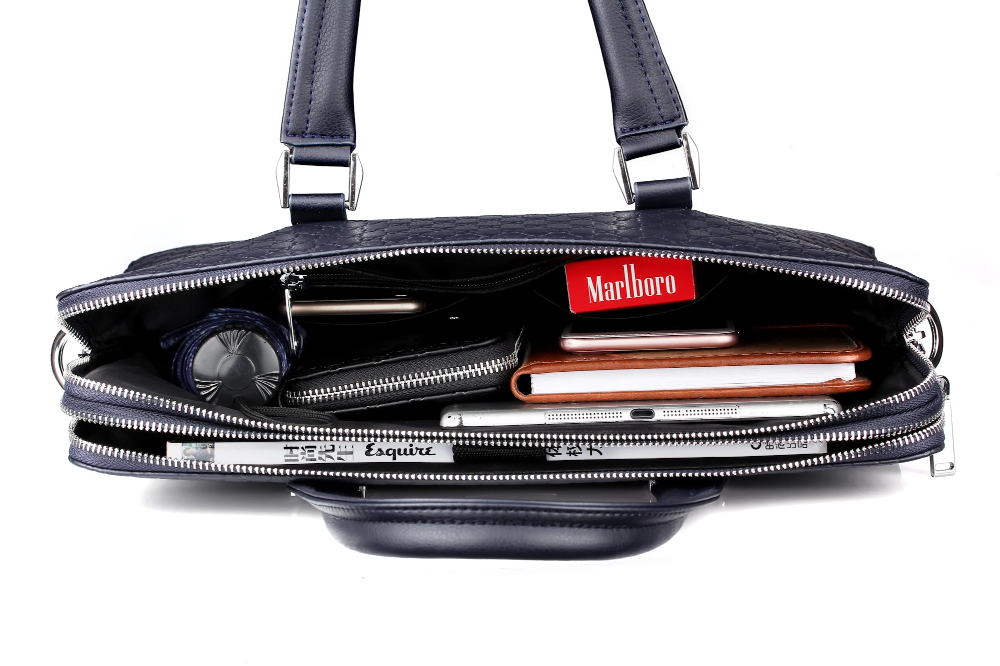 Мужской деловой портфель двухслойная ручная сумка мужская через плечо для