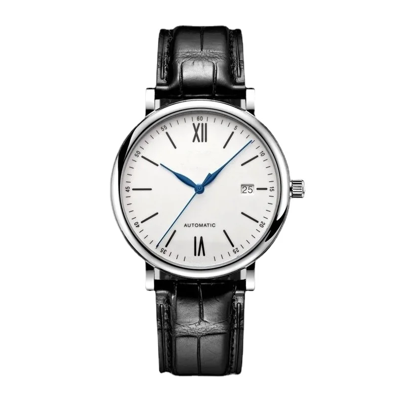 

High-end Men's Mechanical Watch Automatic Stainless Steel Black Leather Sapphire Glass