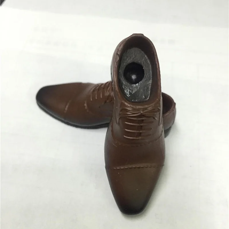 

1/6 Scale Male Leather Shoes Brown Men Solid Rubber with Suit Shoes Straight Inline Shoes for 12'' Action Figure