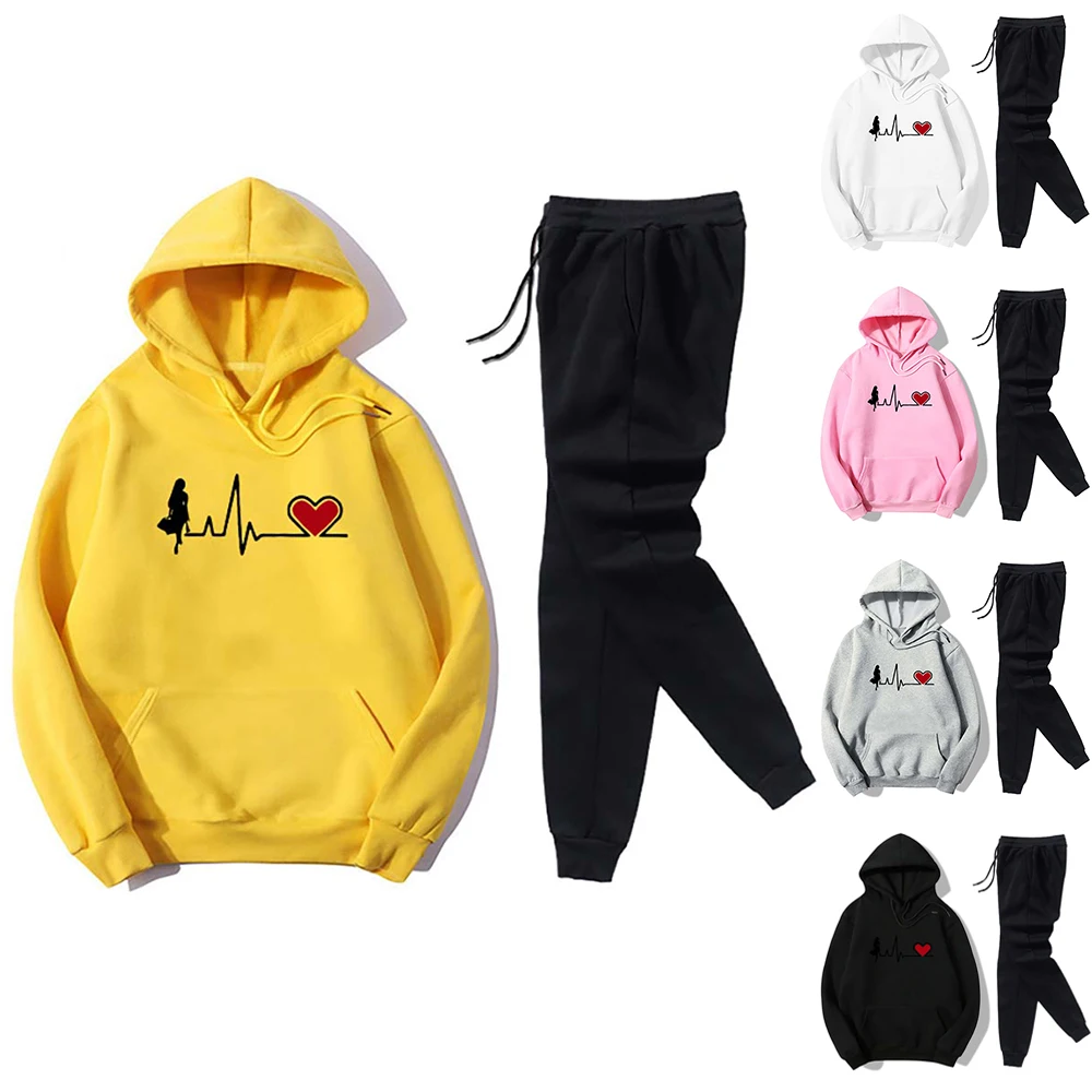 

VICABO Fashion Tracksuit 2 Piece Set Print Pullover Hoodie+Pants Sports Suit Female Sweatshirt Sportswear Suit for Woman