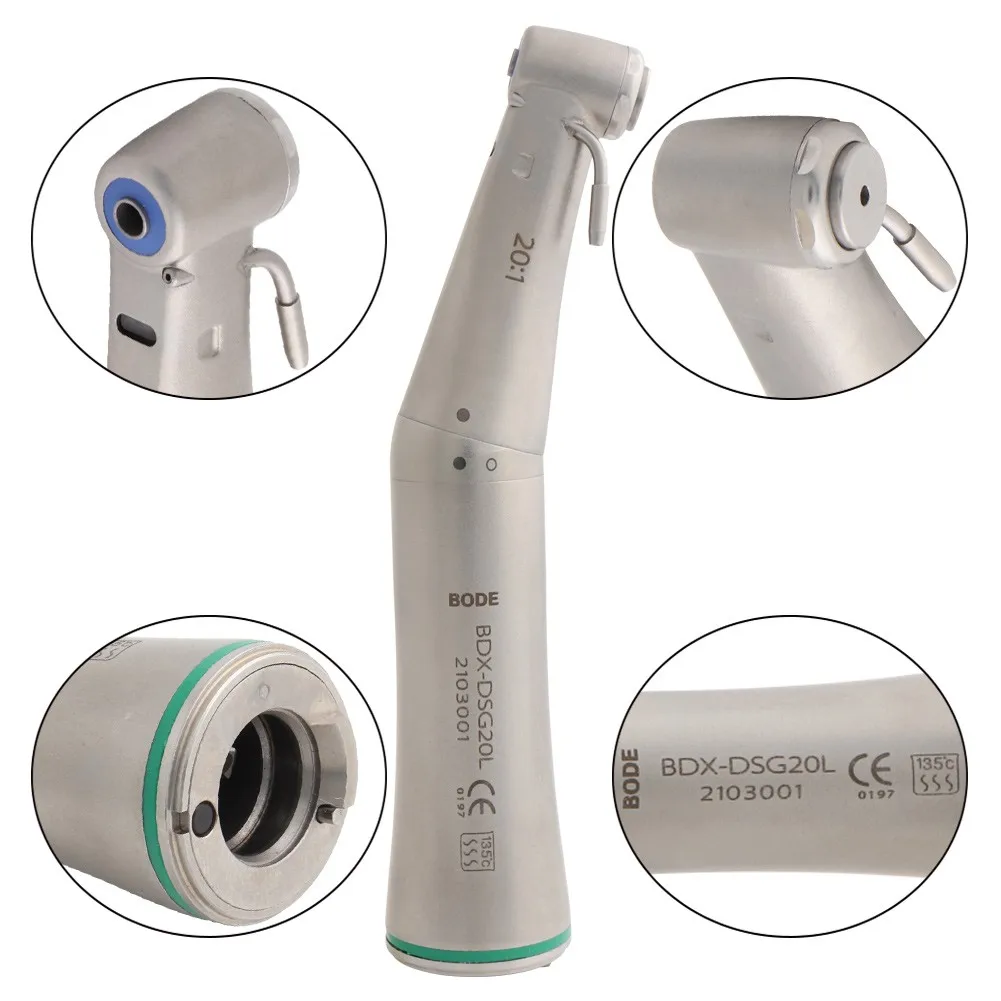 

Dental 20:1 Fiber Optic Implant Contra Angle Low Speed Handpiece Air Turbine BODE BDX-DSG20L
