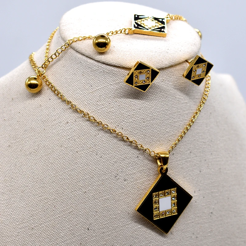 Женские Ювелирные наборы AMUMIU квадратный браслет из нержавеющей