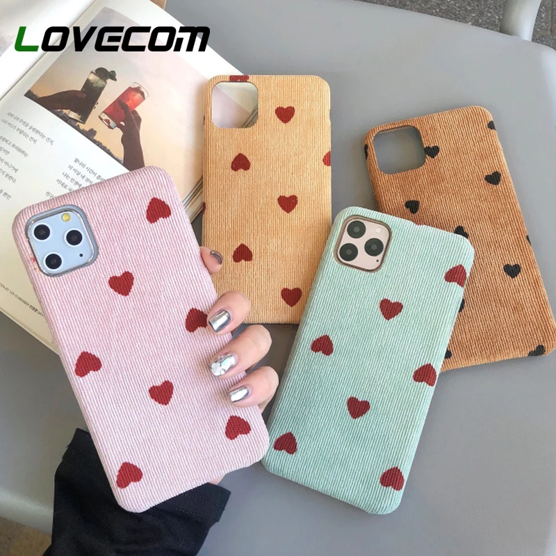 LOVECOM милый чехол для телефона с сердцем для iPhone 11 Pro Max XR XS Max 6 6S 7 8 Plus X полуобернутый сплошной цвет мягкая ткань задняя крышка