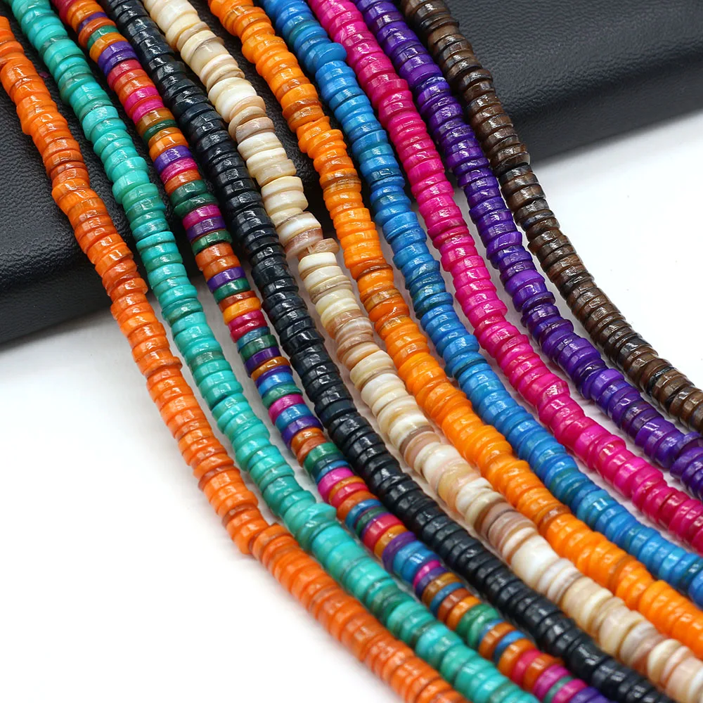 

Natural Freshwater Shells Color shell Disc Shape Bead MakingDIY Necklace Bracelet Jewelry Gift Mother-of-Pearl Shell36cm