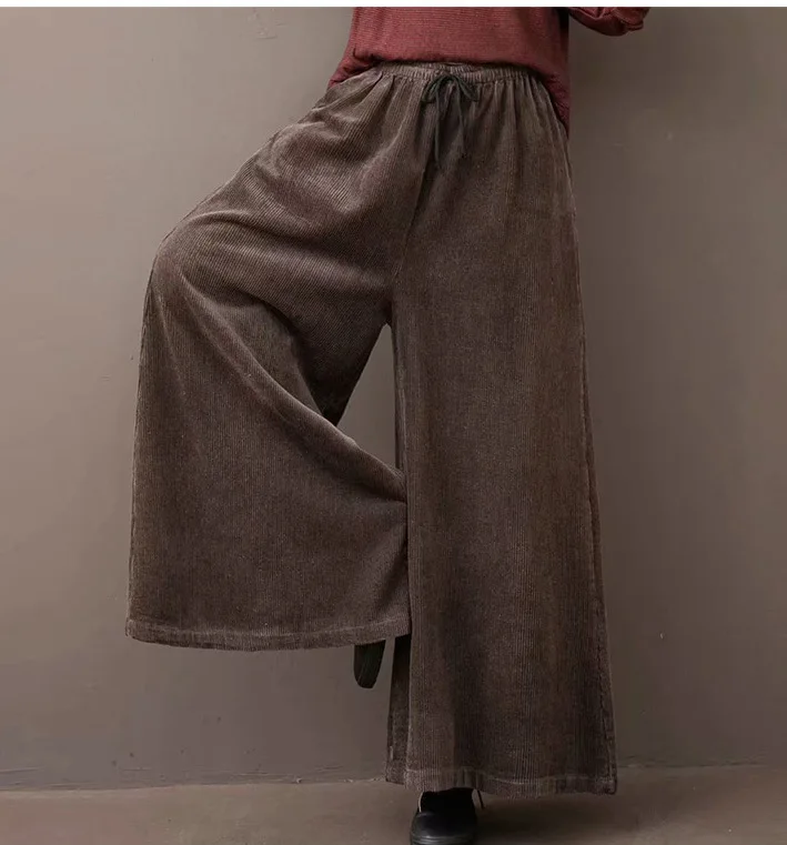 Весна Осень 2020 женские брюки большого размера свободные вельветовые Новая