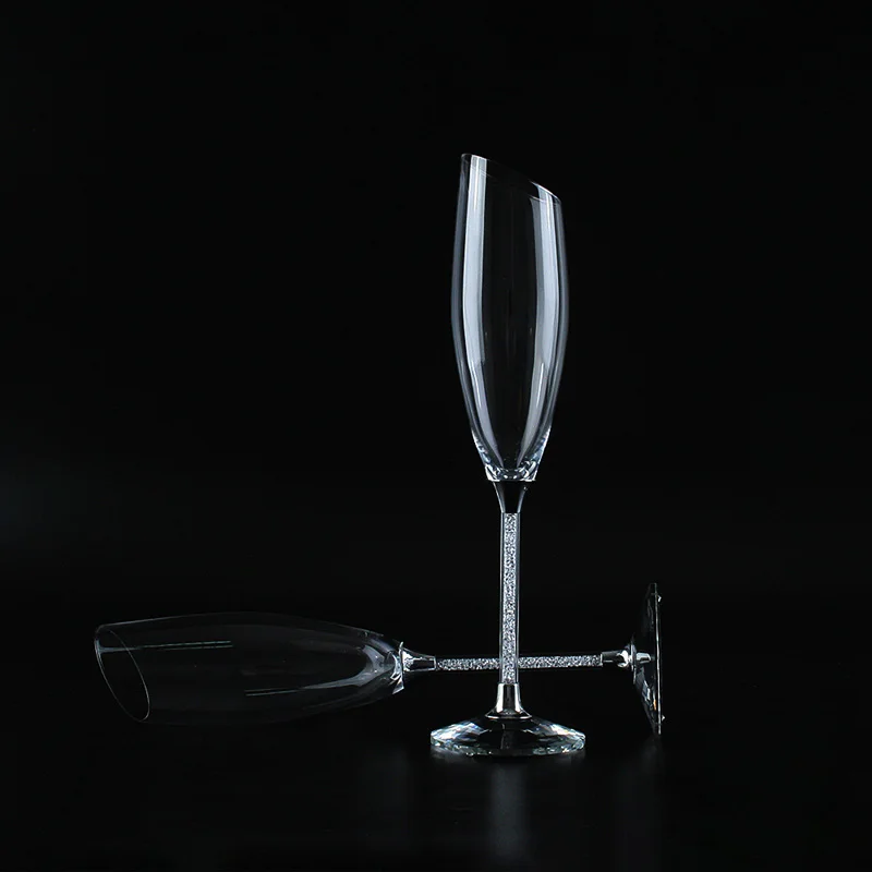 Косые Свадебные бокалы es персонализированные для шампанского золотые