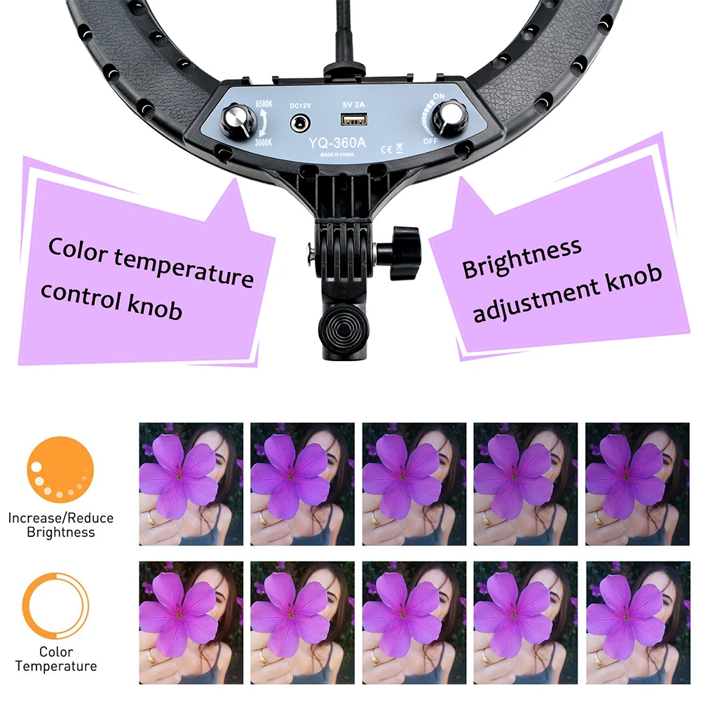 Светодиодный кольцевой светильник 14 дюймов приглушаемый для фотографии со