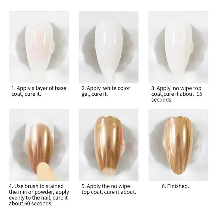 Блеск для полировки ногтей 1 шт. порошок с зеркальным эффектом хромированный