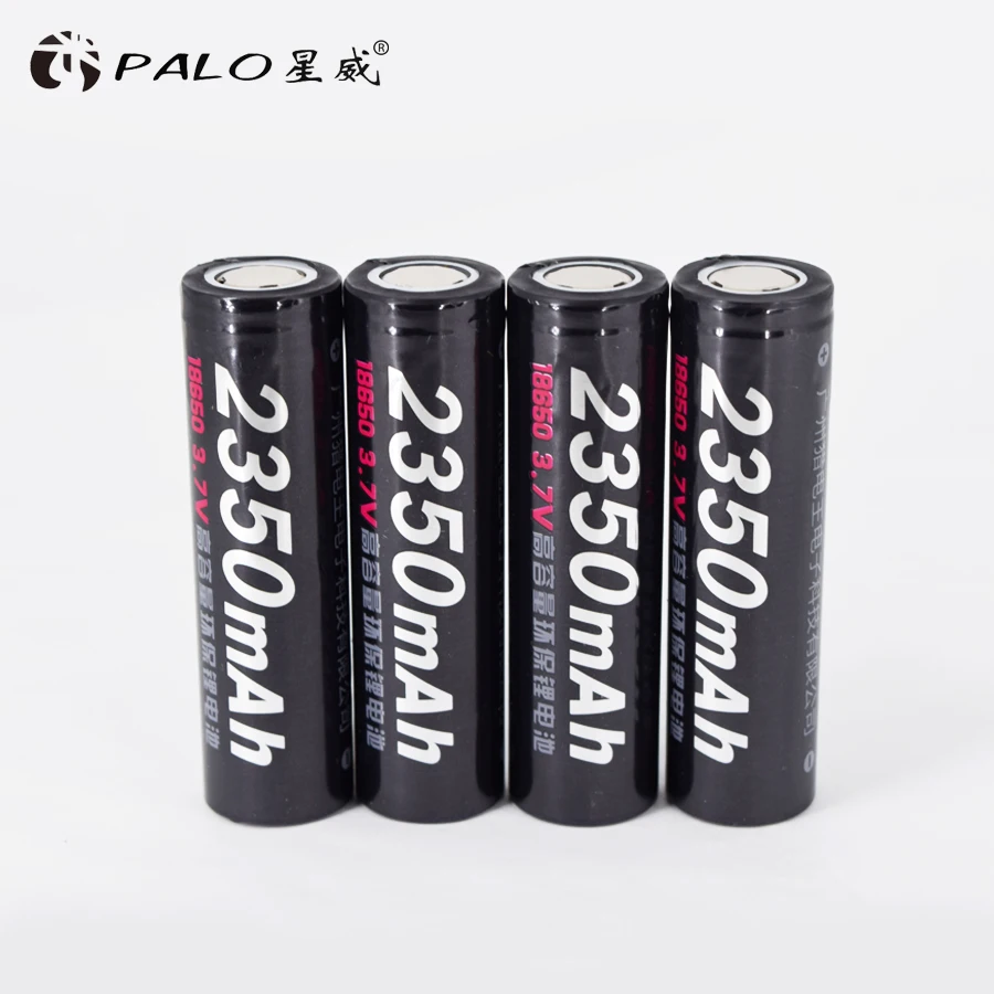 PALO 4 шт./компл. 18650 Батарея 3 7 V 2350mAh литий ионная аккумуляторная батарея + 2 шт ячеек