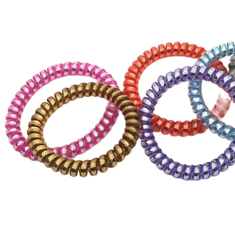 

Lots 10 Pcs Korean Telephone Wire Band Rubber Holders Elastic Gum For Girl Women Hair Ring Accessory
