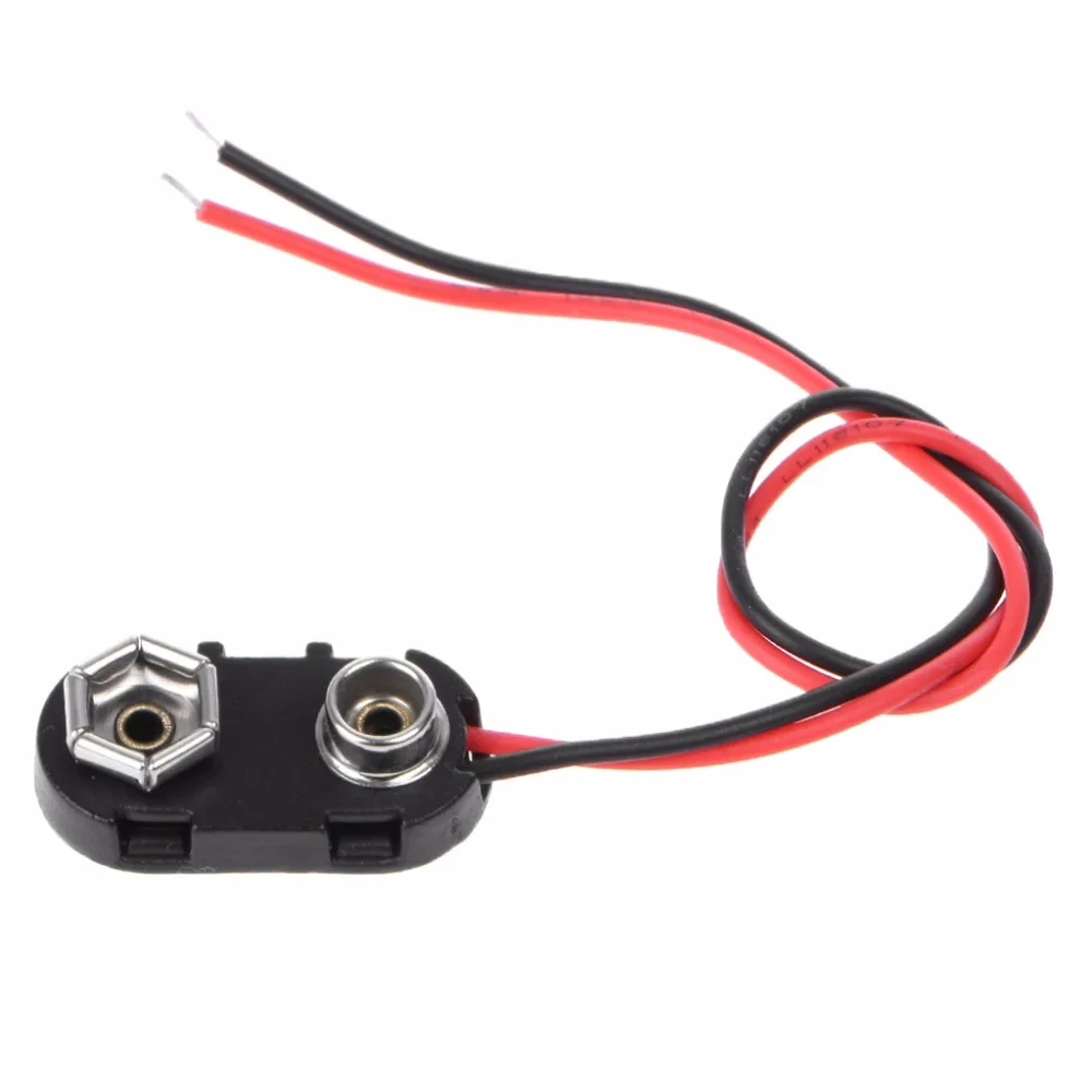 

PP3 9V Battery Clip Connector I Type Tinned Wire Leads 150mm Black Red