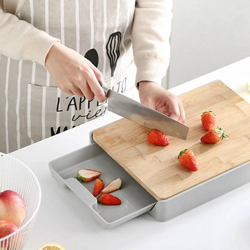 

Kitchen Chopping Board Fruit Vegetable Cutting Plate Detachable Food Storage Pulling Board Drawer Type Household Cutting Board