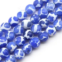 natural faceted eye pattern blue tibetan agates stone round loose beads 8 10 mm pick size for jewelry making diy bracelet