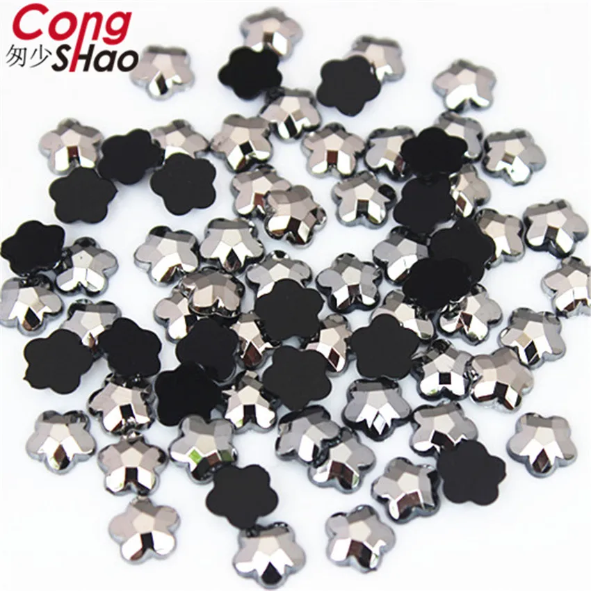100 шт. 8 мм Цветок 3D камешки для дизайна ногтей flatback Кристаллы акриловые Стразы AB