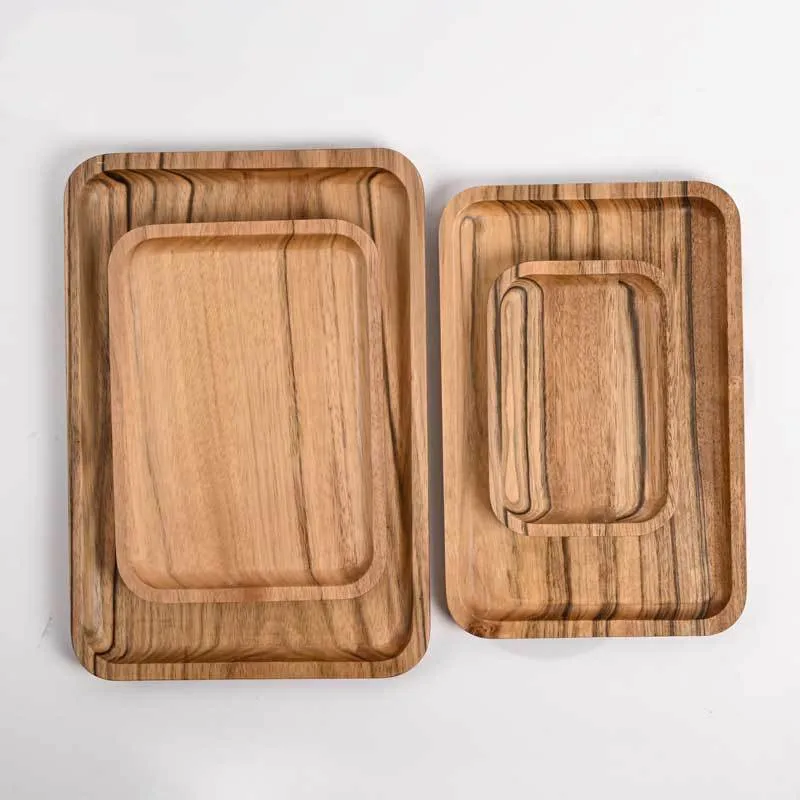 Японская прямоугольная деревянная тарелка для фруктов искусственный поднос чая