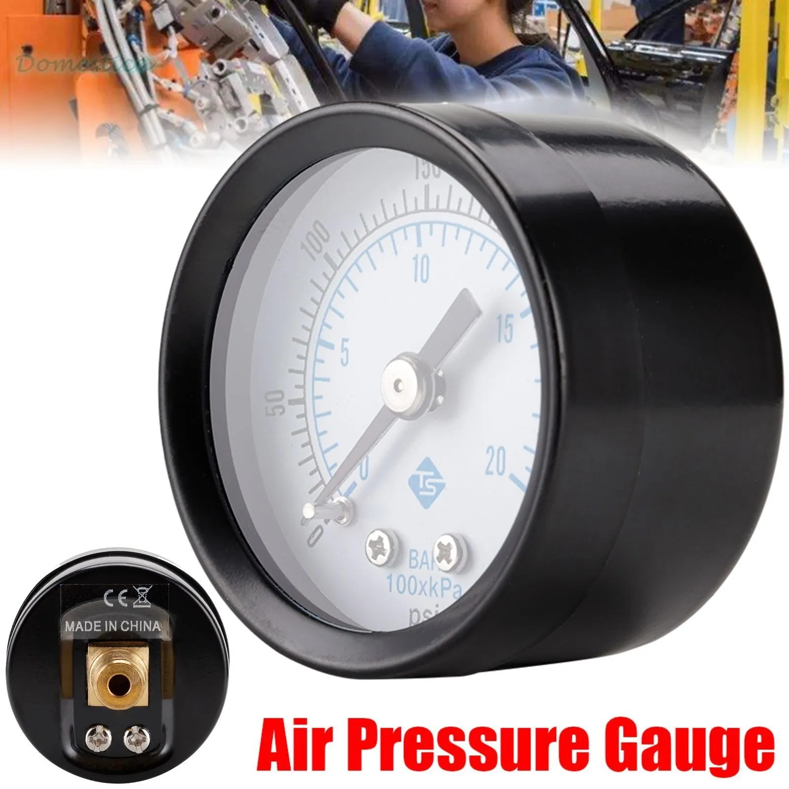 

TS-40-300psi Precision Pressure Gauge 0-20bar Air Compressor Pressure Gauge Water Pressure Tester BSPT Thread Axial Pressure