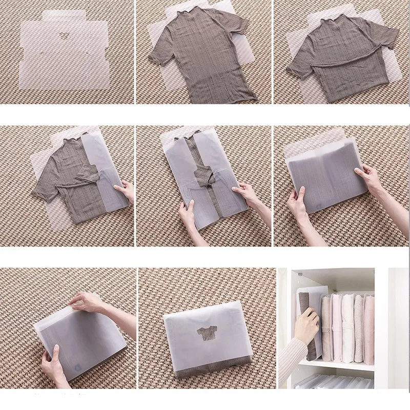 

10Pcs Creative Fast Clothes Fold Board Clothing Organization Shirt Folder Travel Backpack T-Shirt Document Home Closet Organizer