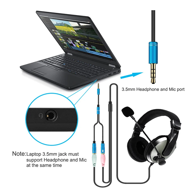 3.5mm Jack audio Splitter Cable for PC/MP3 Smartphone Player Audio 1 Male to 2 Female Headphone Y Extension | Электроника