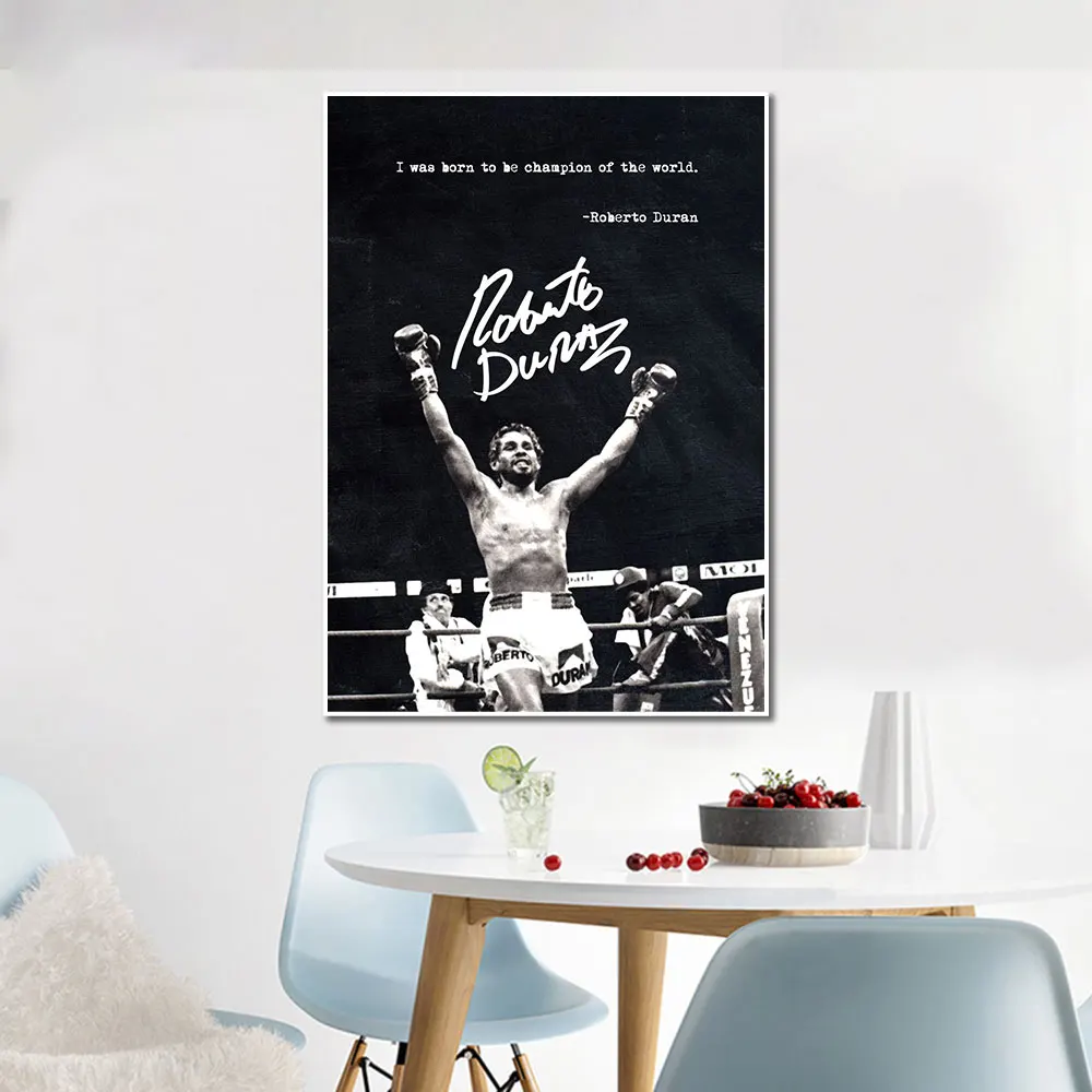 

Roberto Duran Posters and Prints Wall Art Canvas Sports Art Painting Boxing Victory Celebration Picture for Living Room Decor