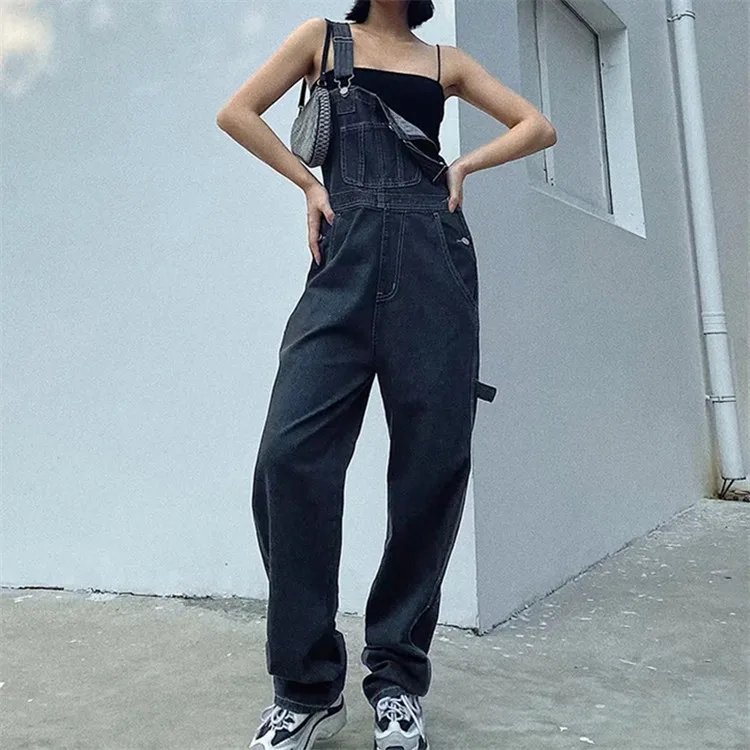 

Summer Denim Overalls Women Female Jumpsuit 2021 Long Pants Jeans Baggy Trousers Fashion Loose Sexy Loose Full Length Overalls