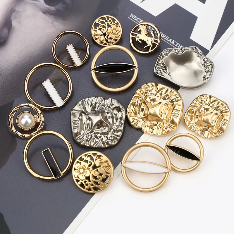 6 шт. оформление c резными выемками снаружи металлические пуговицы нерегулярные