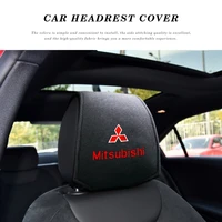car headrest cover car logo pillow protector case for mitsubishi asx lancer pajero 4 outlander 3 xl l200 styling accessories