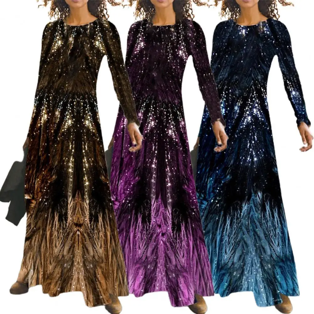 

Popular Wedding Dress Regular Sleeve Elegant Slim Round Neck Maxi Dress Long Dress Maxi Dress