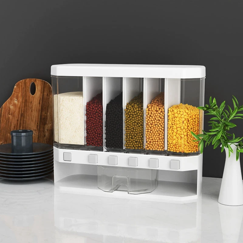 

Kitchen Plastic Sealed Rice Bucket Storage Box ,Wall-Mounted Moisture-Proof Rice Barrels Metering Grain Storage Tank