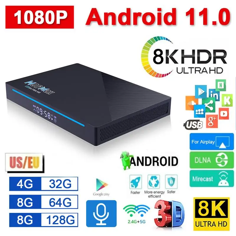 

H96 Max RK3566 Android 11.0 Top Box Smart TV Box 5G Dual Band WiFi 1080P 8K Media Player H.265 Video Decoder Network Player