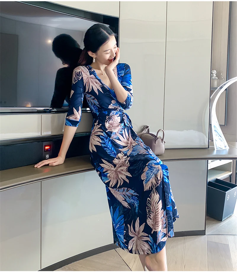 Модное богемное Цветочный принт летние пляжные женские повседневные платья с