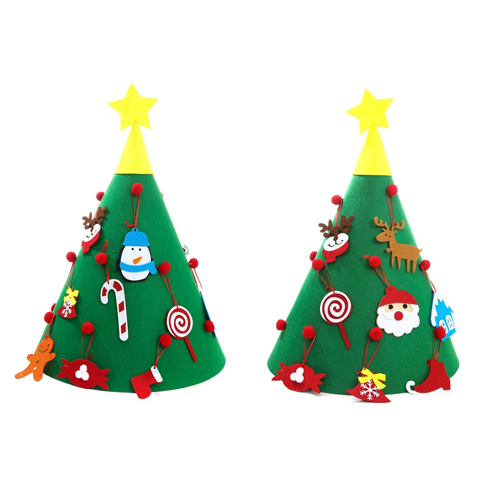 OurWarm 3D DIY Kids Felt Christmas Tree with Ornaments Parents Gifts Merry New Year Party Decoration wholesale | Дом и сад