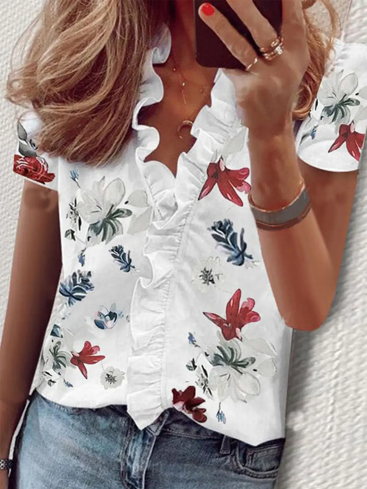 

2021 Sexy Women Spring Autumn Ruffles Chiffon Tops Tees Plus Sizes Big Large Long Sleeve Casual Femme Blouse Shirt Befree Boho