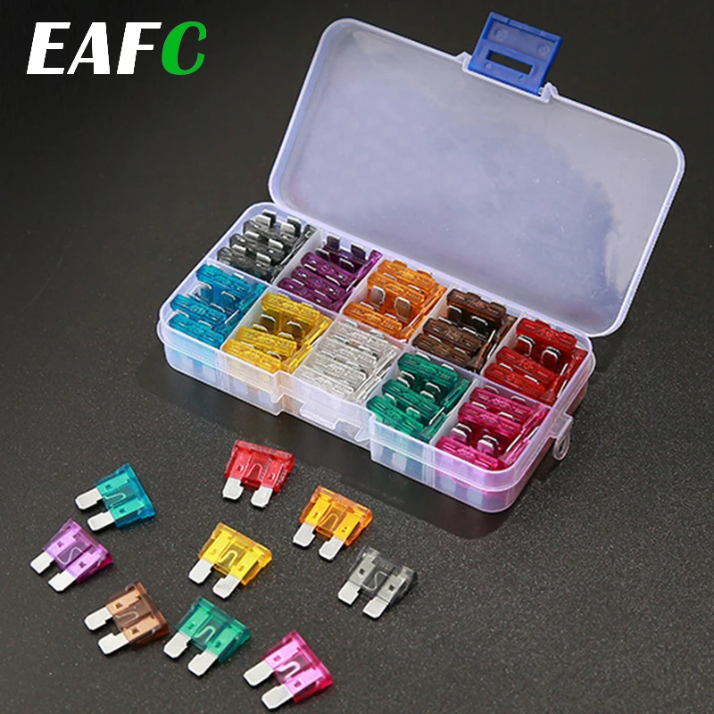 100/50 шт. смешанные мини-плавкие предохранители из сплава и пластика 2A 3A 5A 7.5A 10A 15A 20A