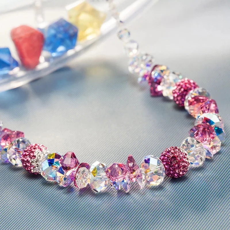 

Fashion jewelry S925 Silver Super flash beaded Crystal Necklace Collarbone Chain Women