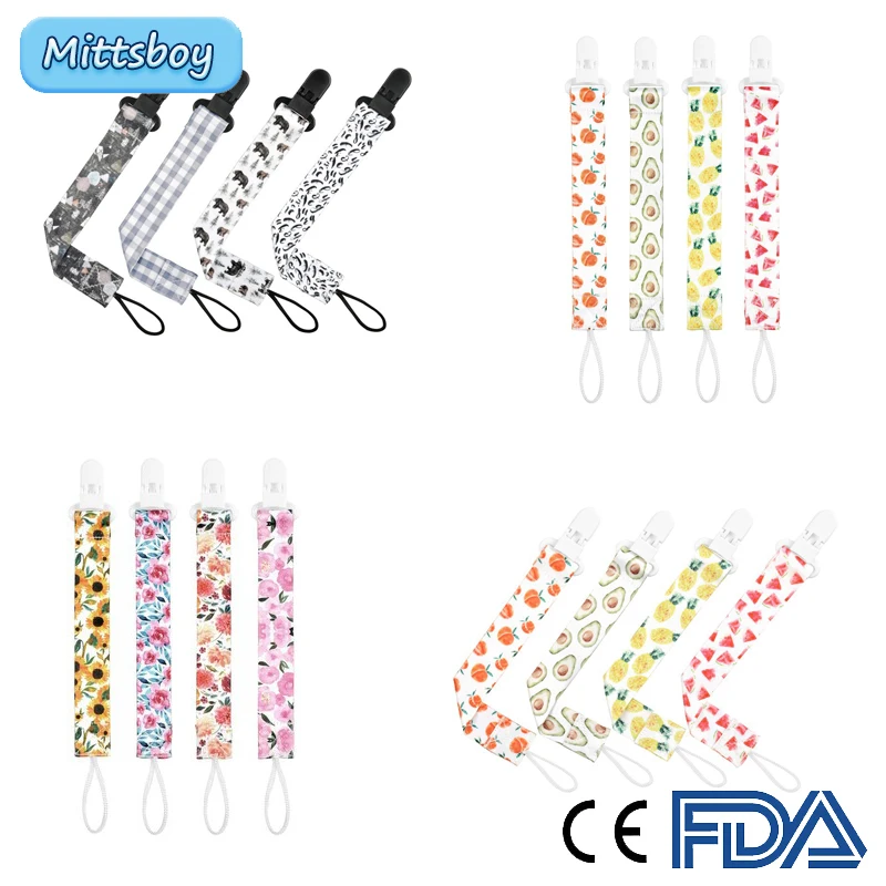 

4Pcs Baby Comfortable Material Pacifier Cute Fruit Flower Jungle Clips Chain Clip Nipples Children Cartoon Pacifier Clip Soother