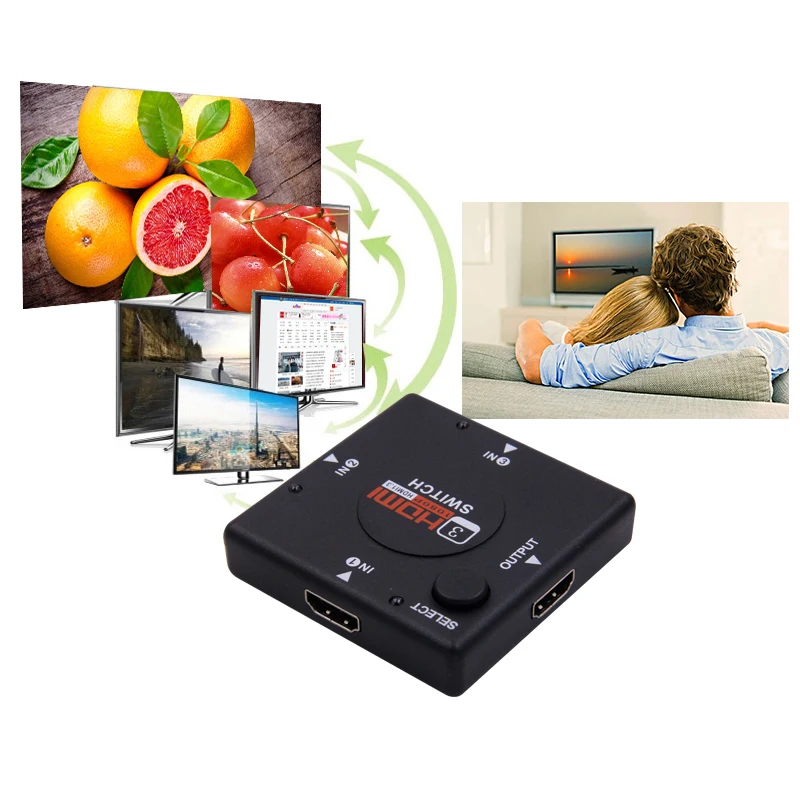 Мини 3 Порты и разъёмы совместимому с HDMI сплиттер адаптер Full HD1080P коммутатор