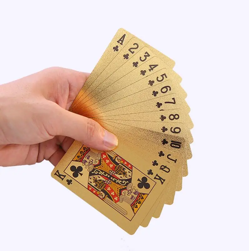 24K Gold игральные карты покер игра палубе в европейском стиле золотой Фольга