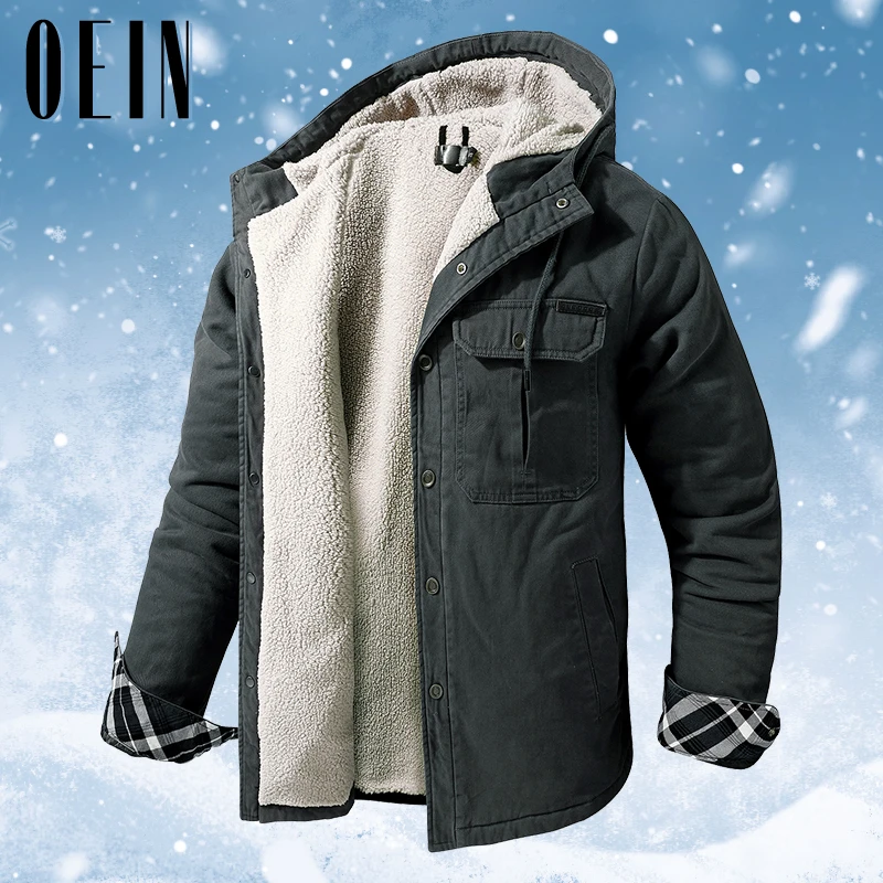 Зимняя Толстая шерстяная куртка OEIN Мужская Уличная теплая подкладка армейская