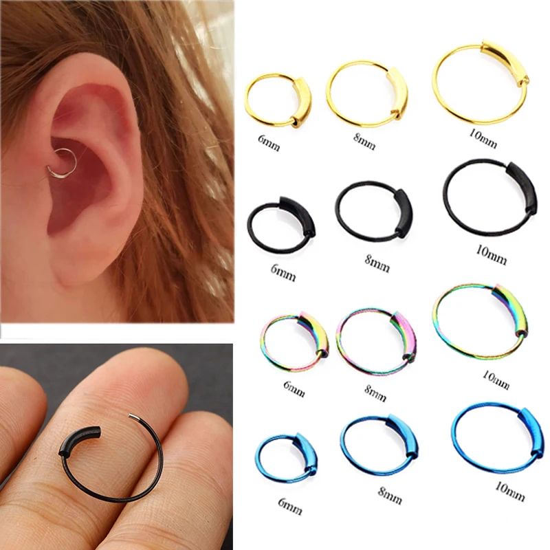Кольцо для пирсинга носа из нержавеющей стали 6/8/10 мм | Украшения и аксессуары