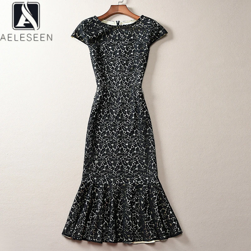Женское облегающее платье AELESEEN черное кружевное мини-платье большого размера с