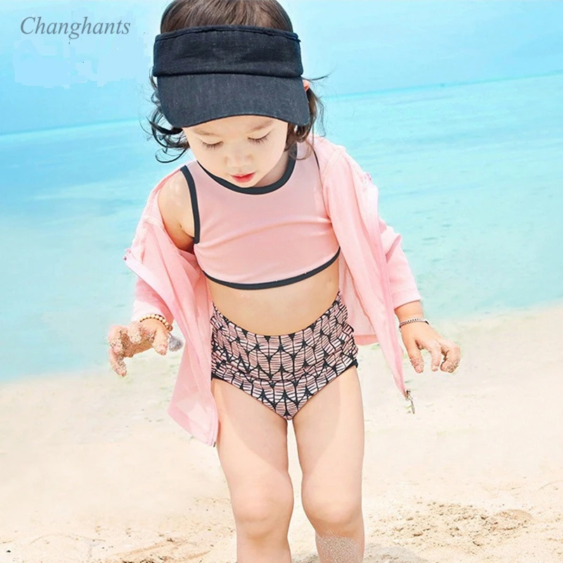 Детский купальный костюм 4 в 1 для малышей 6 лет розовый и черный детский пляжная
