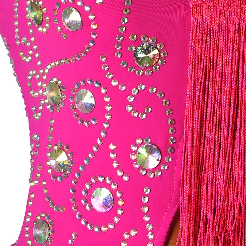 Женское платье для латиноамериканских танцев откровенное с бахромой и открытой