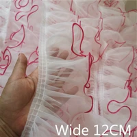 best 12cm wide pleated chiffon tulle lace applique ruffle ribbon diy sewing wedding dress curtain clothing fringe trim
