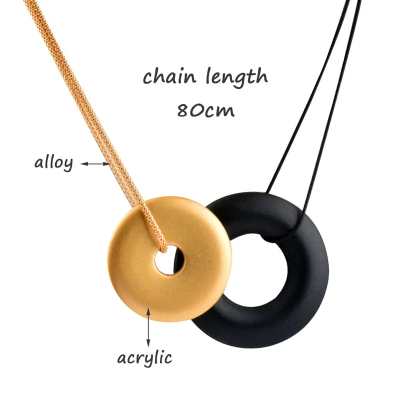 

LEEKER Geometric Shape Acrylic Pendant Necklace Long Chain Women Statement Jewelry 003 LK6