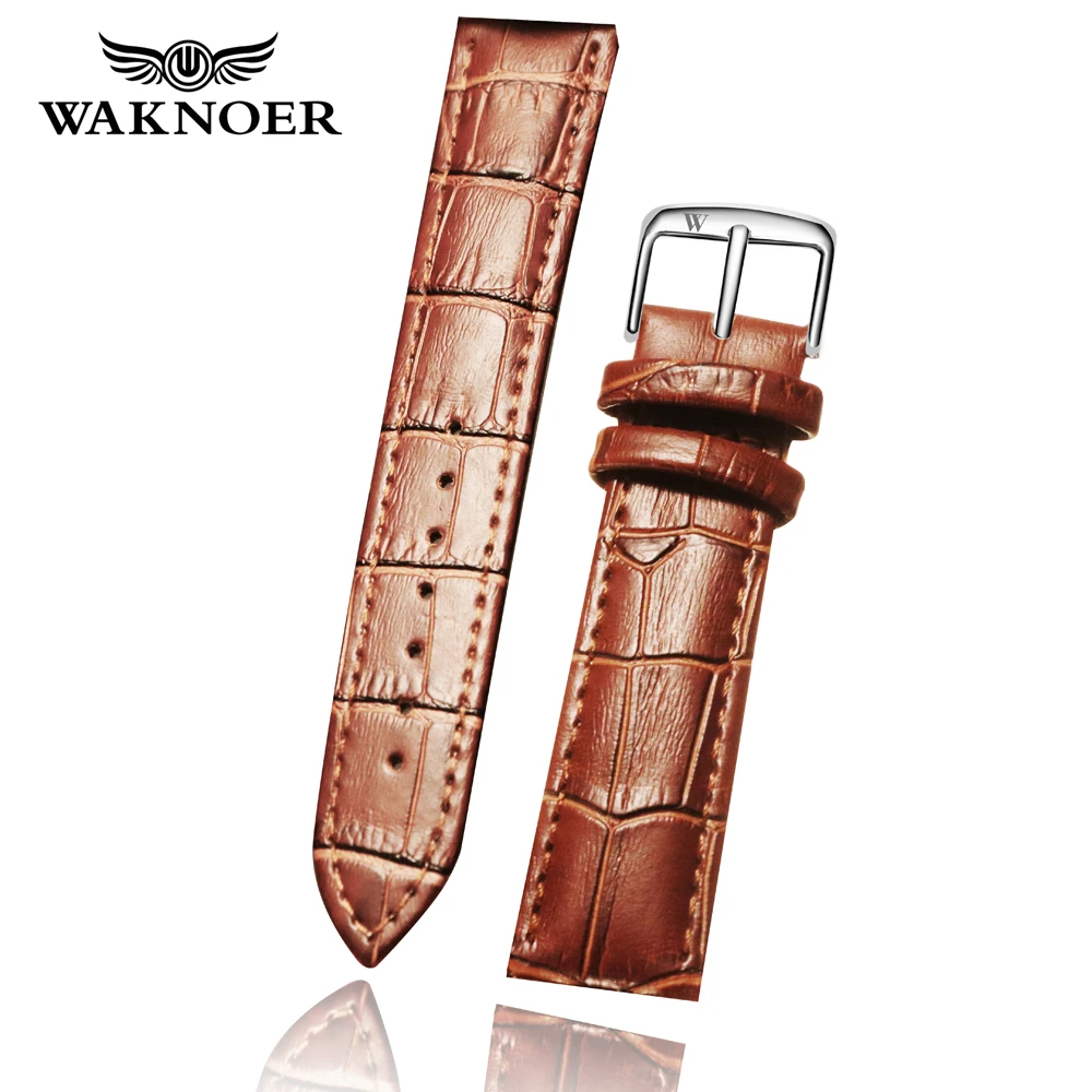 Ремешок для часов WAKNOER из натуральной кожи брендовый мягкий черный коричневый