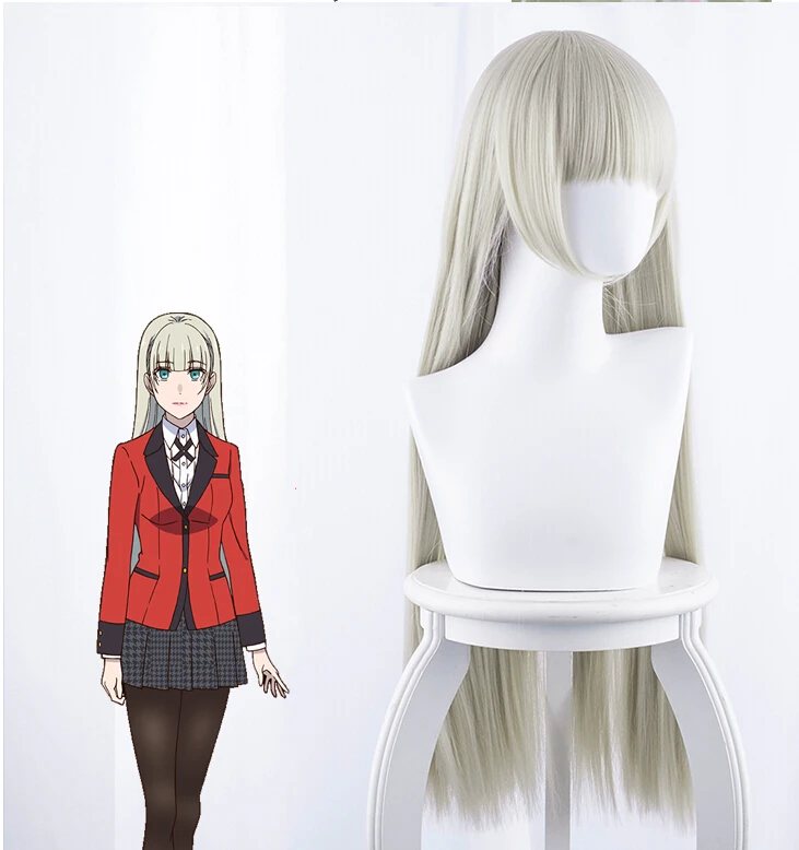 Парик для косплея аниме Kakegurui термостойкий синтетический с колпачком момомобами